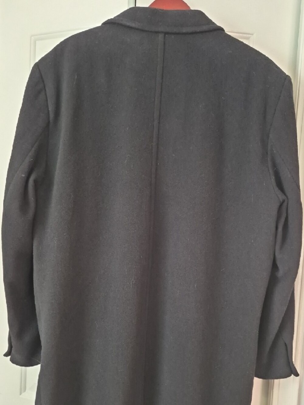 Vintage Men's Black Double-Breasted Long Overcoat - Classic Wool Blend - Picture 9 of 13